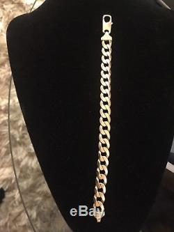 Mens 9CT Gold Curb Bracelet. 41.7 Grams