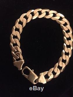Mens 9CT Gold Curb Bracelet. 41.7 Grams