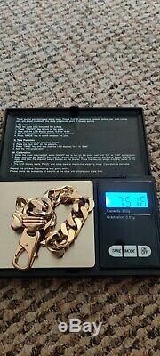 Mens 9ct Gold Bracelet 75.16 Grams Strong Lobster Clip Clasp