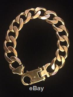 Mens 9ct Gold Curb Bracelet. 82.4 Grams