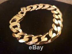 Mens 9ct Gold Curb Bracelet. 87.7 Grams. 8 1/2 Inch