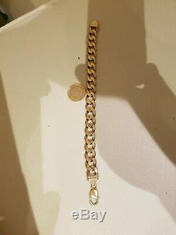 Mens 9ct Gold Hallmarked Curb Chain Link Bracelet Pre-owned 50.2gram