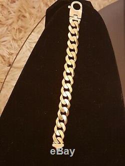Mens 9ct Gold Heavy Curb Bracelet. 133 Grams