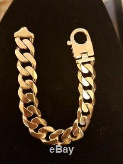 Mens 9ct Gold Heavy Curb Bracelet. 133 Grams