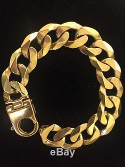Mens 9ct Gold Heavy Curb Bracelet. 92 Grams