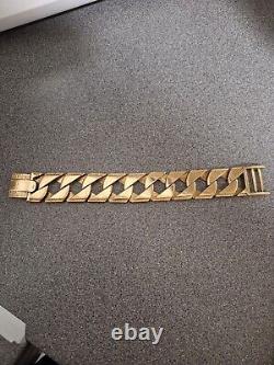 Mens 9ct Gold Large Curb Bracelet, 154g Solid Gold, 375 Hallmarked