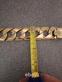Mens 9ct Gold Large Curb Bracelet, 154g Solid Gold, 375 Hallmarked