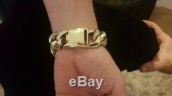Mens 9ct Gold Very Heavy Curb Bracelet. 290 Grams. 9 1/2 Inch. Reduced price