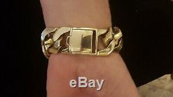 Mens 9ct Gold Very Heavy Curb Bracelet. 441 Grams. 9 1/2 Inch