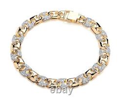 Mens 9ct Gold on Silver Anchor Mariner Bracelet Diamond Set
