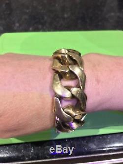 Mens 9ct Solid Gold Curb Bracelet 291.7 Grams HUGE VERY HEAVY