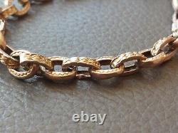 Mens 9ct gold antique patterned belcher bracelet length 8 weight 12.8 grams