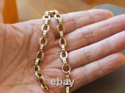 Mens 9ct gold antique patterned belcher bracelet length 8 weight 12.8 grams