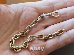 Mens 9ct gold antique patterned belcher bracelet length 8 weight 12.8 grams