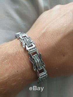 Mens 9ct white gold diamond bracelet