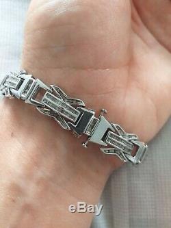 Mens 9ct white gold diamond bracelet