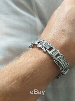 Mens 9ct white gold diamond bracelet