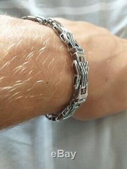 Mens 9ct white gold diamond bracelet