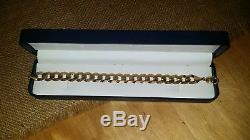 Mens Beautiful Hallmarked Solid 9ct Carrot Gold Bracelet Curb Link Chain