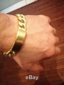 Mens Hallmarked 9ct Gold Identity Bracelet 95.1 Grams