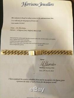 Mens Hallmarked 9ct Gold Identity Bracelet Box Clasp 3 oz RRP £4750 95.1G 8