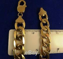 Mens Heavy 8.7 9ct Gold CURB BRACELET Gift 38.4gr 1+oz Hm 11mm cx926 RRP£2000
