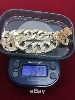 Mens Heavy 9ct Gold Curb Bracelet Beautiful Design RRP £1530 Ounce & Half