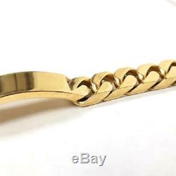 Mens Heavy ID Bracelet 160.7g 9ct Solid Yellow Gold 9 Inches 16.3mm Wide