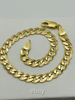 Mens Solid 9ct Yellow Gold 5.5mm Curb Heavy Bracelet 8.5 New