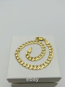 Mens Solid 9ct Yellow Gold 5.5mm Curb Heavy Bracelet 8.5 New