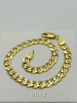 Mens Solid 9ct Yellow Gold 5.5mm Curb Heavy Bracelet 8.5 New