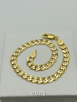 Mens Solid 9ct Yellow Gold 5.5mm Curb Heavy Bracelet 8.5 New