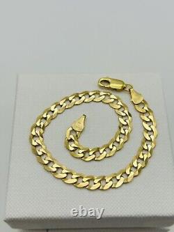 Mens Solid 9ct Yellow Gold 5.5mm Curb Heavy Bracelet 8.5 New