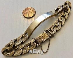 Mens Superb Very Heavy Solid 9 Carat Gold Identity Bracelet 9CT HEAVY IDENTITY