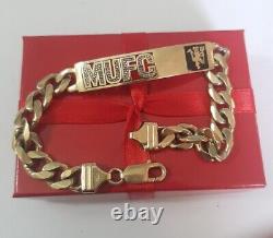 Mens Vintage Man Utd 9ct Gold & Solid Silver Bracelet Red Devils 8.5