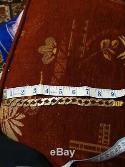 Mens solid 9 ct gold bracelet 25.6 grams, 8.5 inch