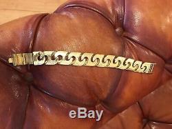 Mens solid Impressive Fancy Pattern 9ct gold curb bracelet 136.4Grams