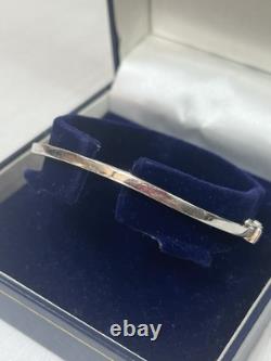 Modernist 375 9ct White Gold Wave Shaped Bangle Hinged Bracelet Rhodium Plated