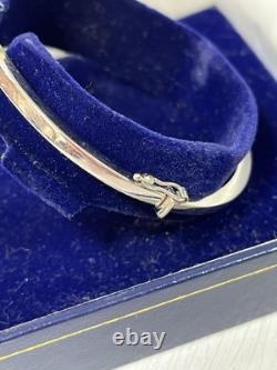 Modernist 375 9ct White Gold Wave Shaped Bangle Hinged Bracelet Rhodium Plated
