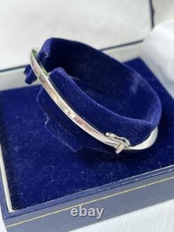 Modernist 375 9ct White Gold Wave Shaped Bangle Hinged Bracelet Rhodium Plated