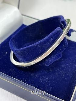 Modernist 375 9ct White Gold Wave Shaped Bangle Hinged Bracelet Rhodium Plated