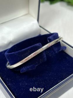 Modernist 375 9ct White Gold Wave Shaped Bangle Hinged Bracelet Rhodium Plated