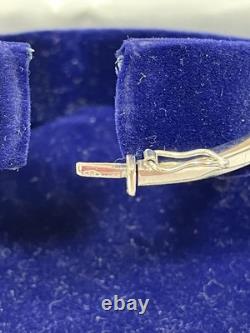 Modernist 375 9ct White Gold Wave Shaped Bangle Hinged Bracelet Rhodium Plated