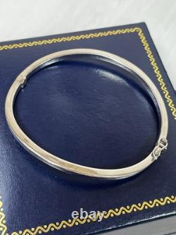 Modernist 375 9ct White Gold Wave Shaped Bangle Hinged Bracelet Rhodium Plated