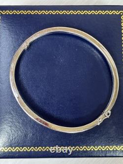 Modernist 375 9ct White Gold Wave Shaped Bangle Hinged Bracelet Rhodium Plated