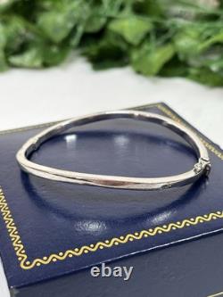 Modernist 375 9ct White Gold Wave Shaped Bangle Hinged Bracelet Rhodium Plated