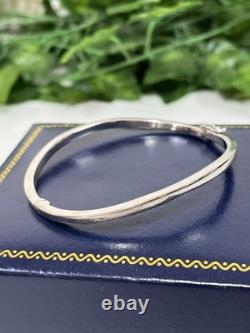 Modernist 375 9ct White Gold Wave Shaped Bangle Hinged Bracelet Rhodium Plated