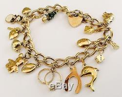 Most Fabulous Ladies Vintage Heavy 9Ct Gold Charm Bracelet & Padlock Must See
