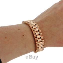NEW 9ct Rose Gold Presidential Style Link Bracelet 12MM l 6.5 l RRP £1475 (Q54)