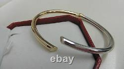 NEW 9kt 9ct half yellow and half white gold open bangle